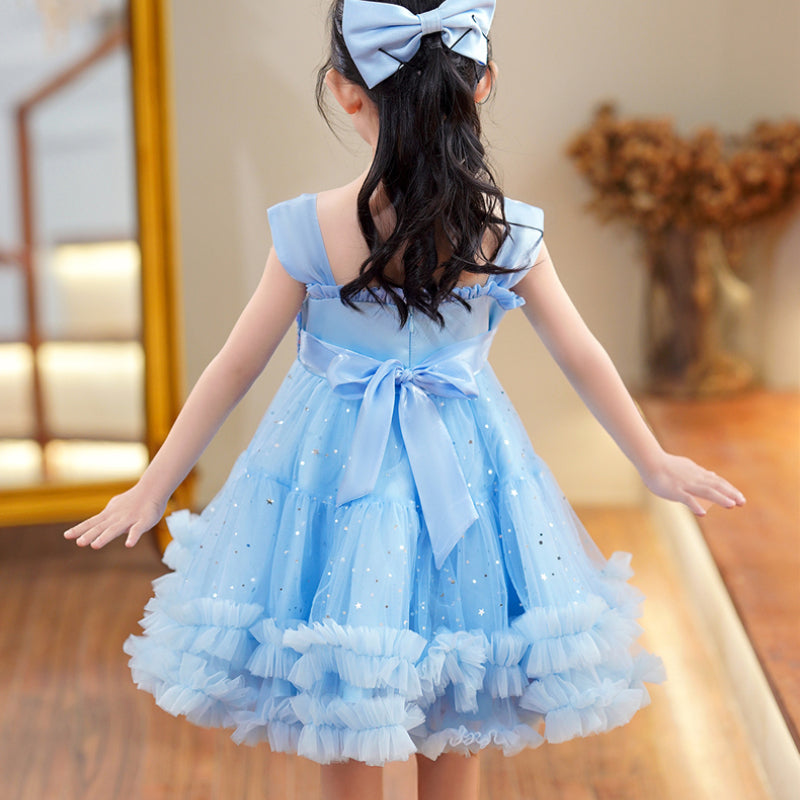 Baby Girl Pageant Shiny Suspender Puffy Princess Dress