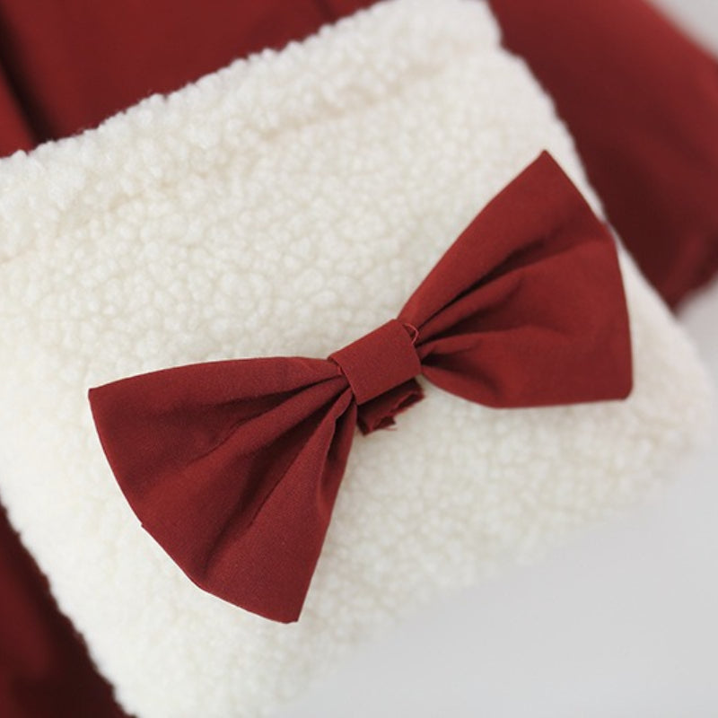 Girls' Winter Solid Color Hooded Coat