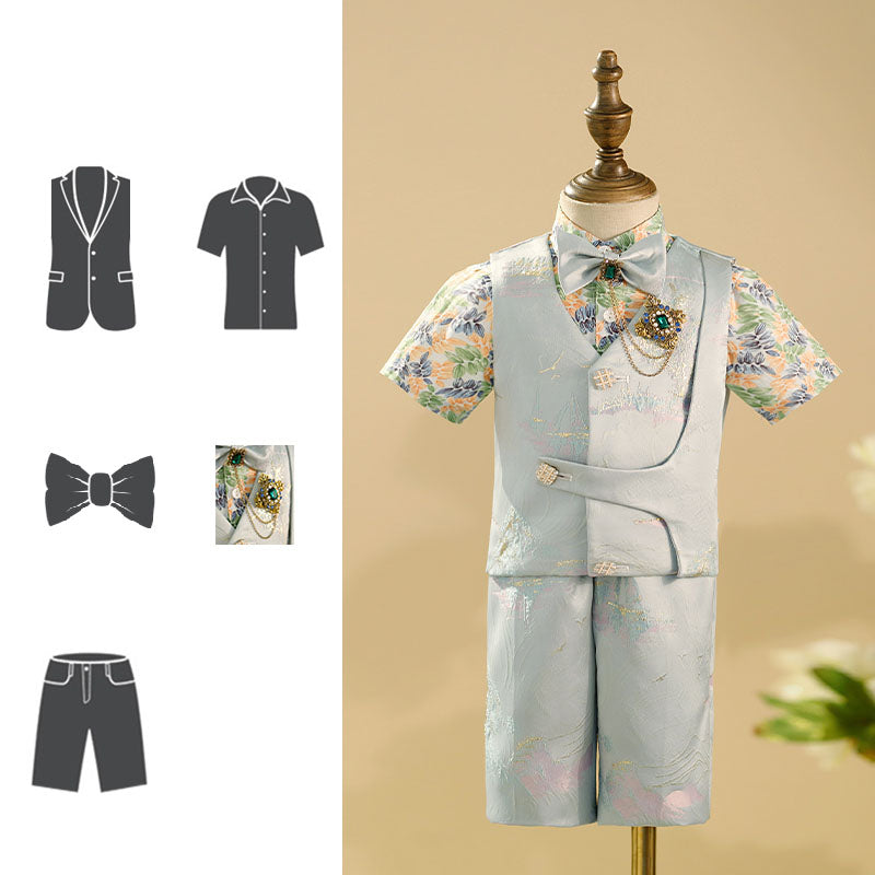 Baby Boy's British Style One-year-old Dress Floral Shirt Suit