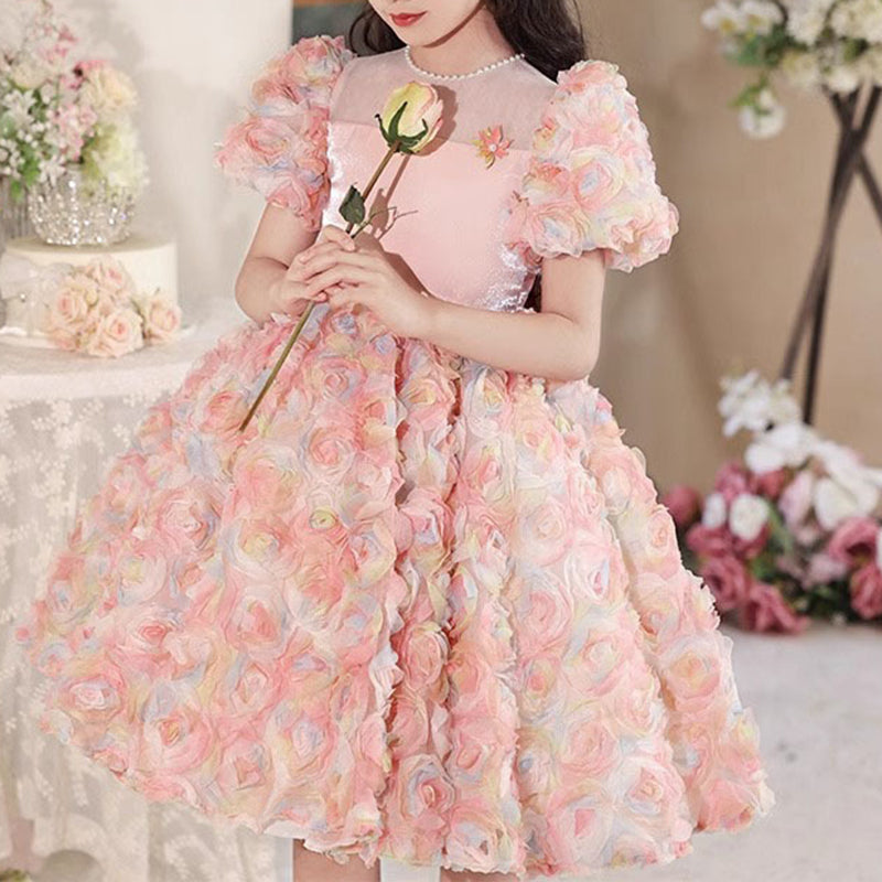 Elegant Baby Pink Flower Girl Dresses Toddler Pageant Princess Dresses marryshe