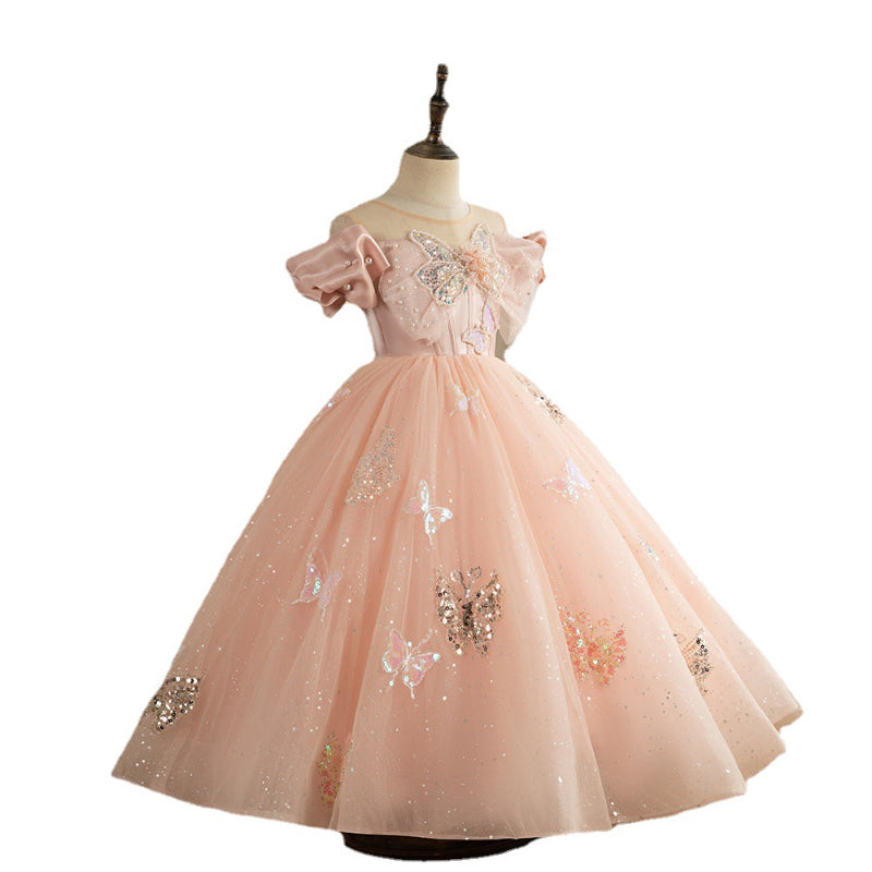 Baby Girl Birthday Wedding Banquet Dress Butterfly Princess Dress