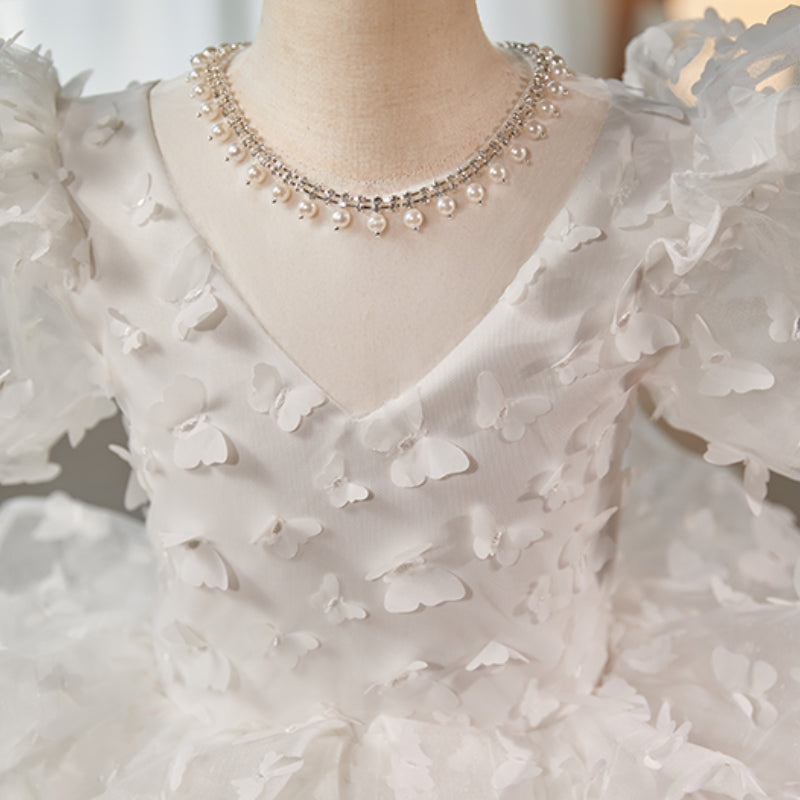 White Girls Pageant Dress Children's Birthday Princess Dress