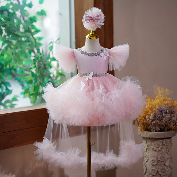 Baby Girl and Toddler Birthday Butterfly  Prom Dress Puffy Princess Dress