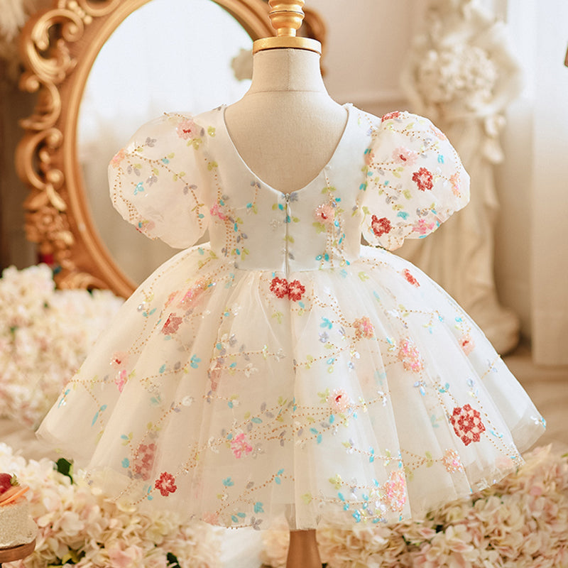 Lovely Baby Girl Embroidery Pageant Dress Toddler First Birthday Dress, White / 4-5 Years (120cm) Lovely Baby Girl Embroidery Pageant Dress Toddler First Birthday Dress, White / 4-5 Years (120cm)