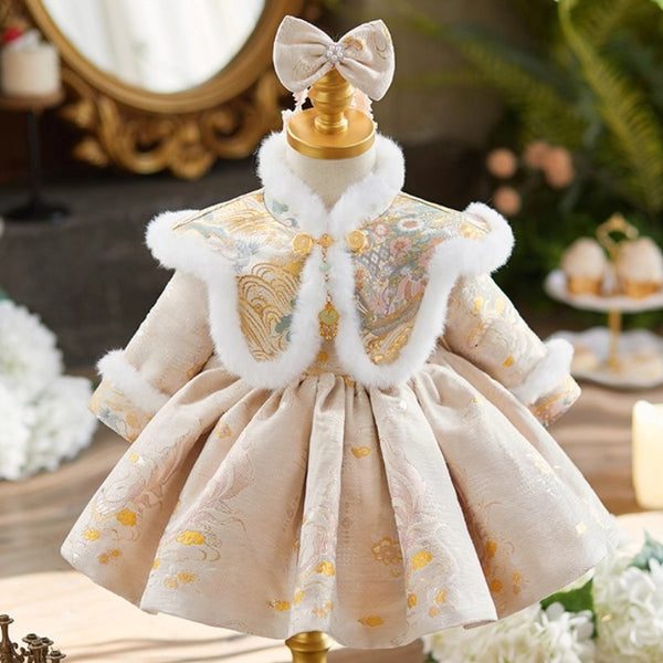 Baby Girl's Birthday Dress Pink Princess Dress Children's New Year Dress