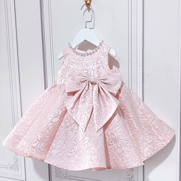 Cute Baby Girl Printing Bow-knot Birthday Party Princess Dress