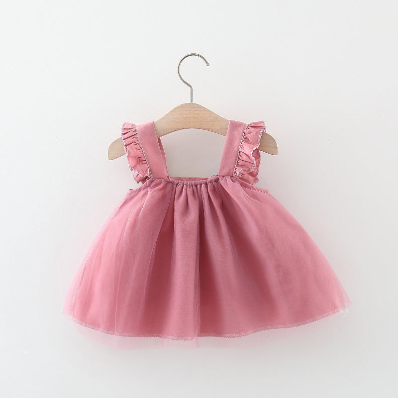 Cute Baby Girl Colorful Love Mesh Dress