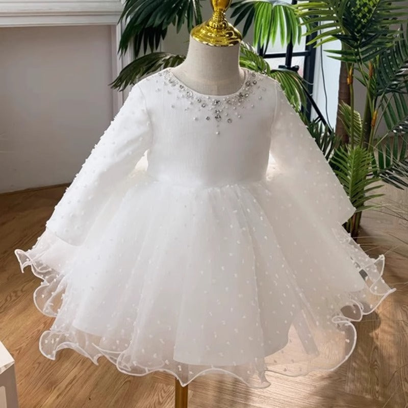 long sleeve christening dress Leigh Long-Sleeve Christening Gown & Baptism Dress with Coordinating Bonnet 6M