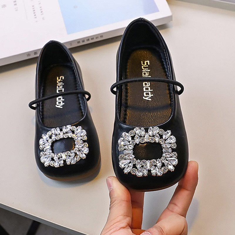 Children's Square Toe Crystal Leather Shoes marryshe Children's Square Toe Crystal Leather Shoes marryshe