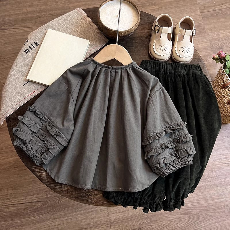 Autumn Girls' Cute New Top Pants Two-piece Set