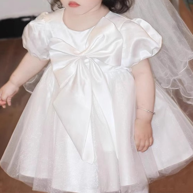 Baby White Communion Dress Girl Birthday Puffy Princess Dress