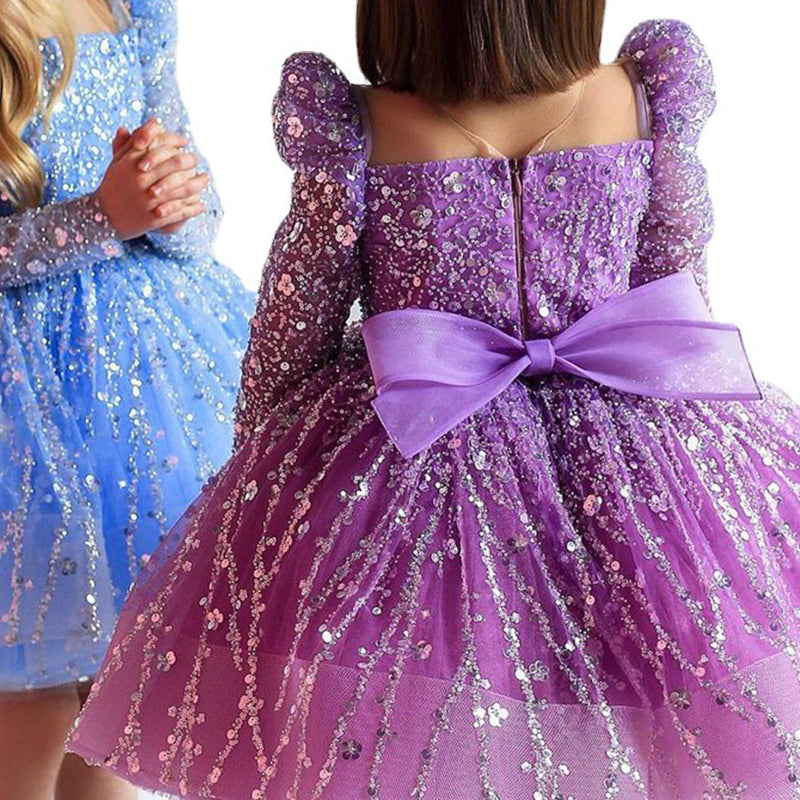 Baby Girl Puffy Sequins Beauty Pageant Dress Toddler Birthday  Princess Dress