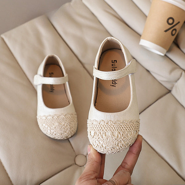 Girls Princess Shoes Children's Silver Soft Sole Leather Shoes