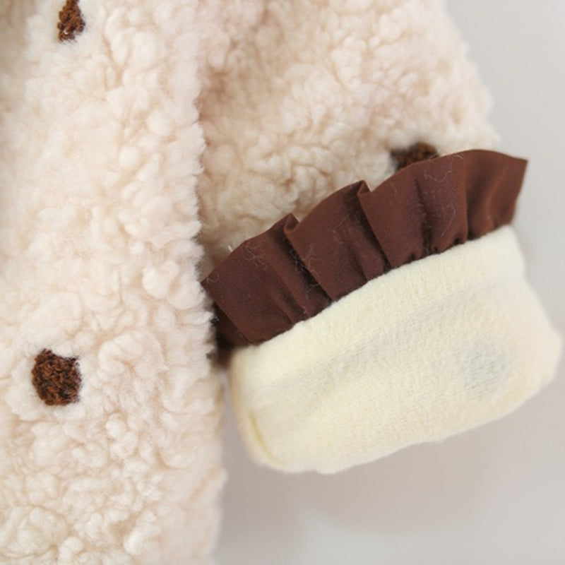 Girls' Winter Polka Dot Lace Warm Coat