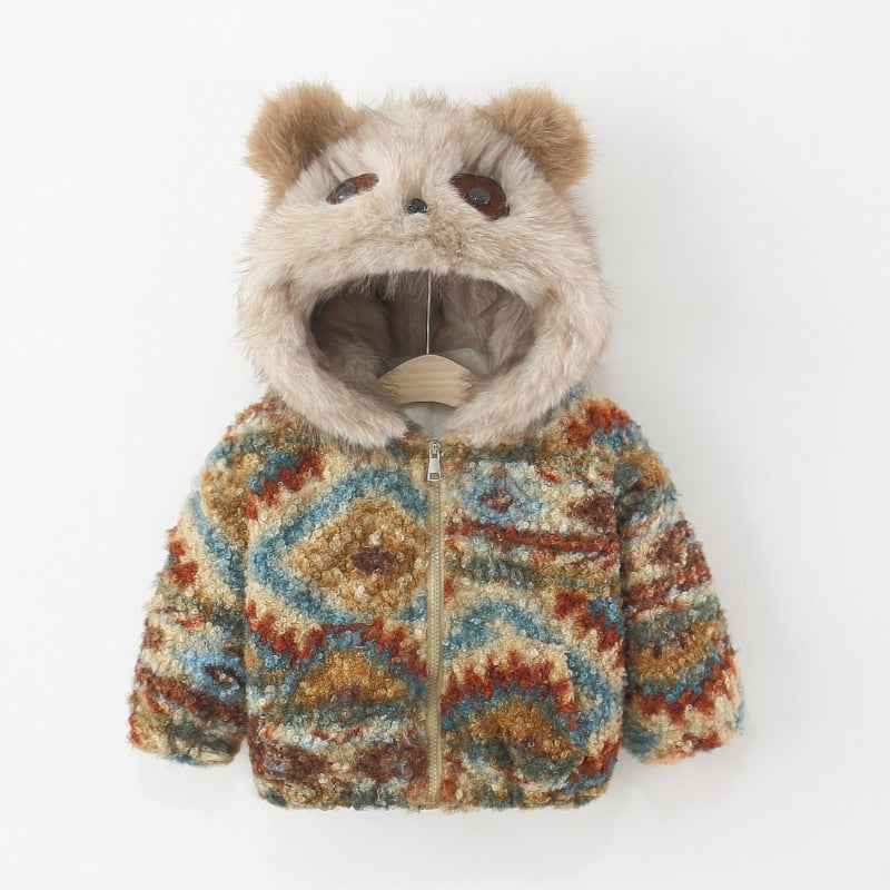 Girls Winter Warm Retro Cartoon Coat