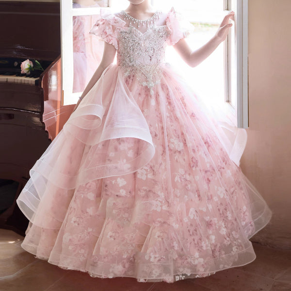 Girls Birthday Dress Girl Pink Princess Dress Children's Pageant Dress
