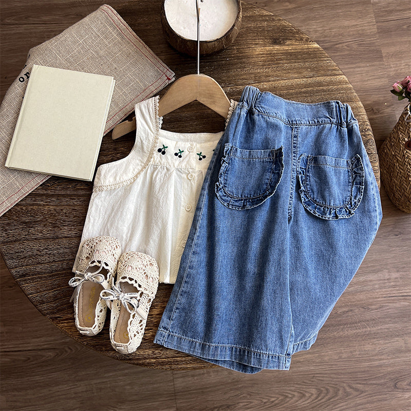 Baby Girl Summer Wide Leg Pants Children's Vest Pants Two Piece Set