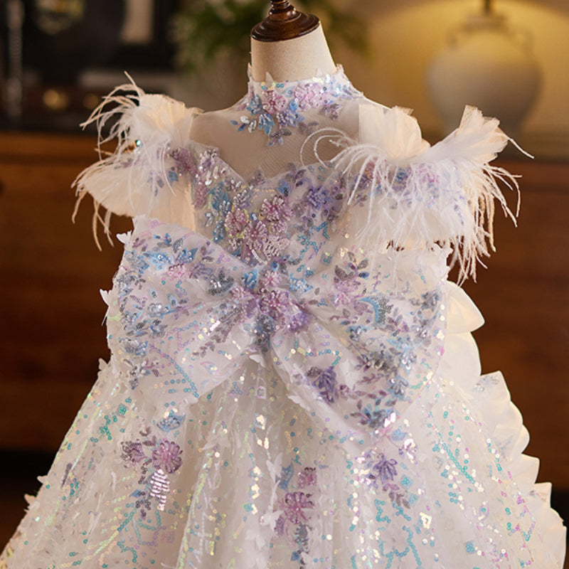 Girls Birthday Sparkling Princess Dress Flower Girl Wedding Dress