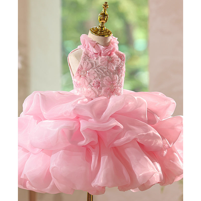 Girls Pink Birthday Dress Flower Girl Princess Dress Girls Prom Dress