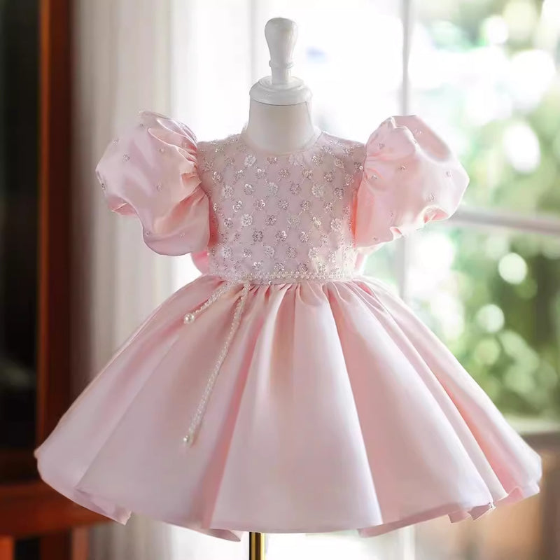 Elegant Baby Pink Sequin Birthday Dress Toddler Little Girl Formal Dresses Elegant Baby Pink Sequin Birthday Dress Toddler Little Girl Formal Dresses