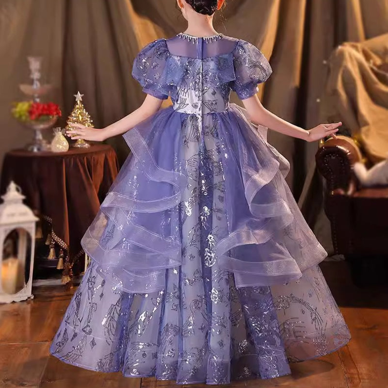 Children's Purple Dress Girls Birthday Party Princess Dress