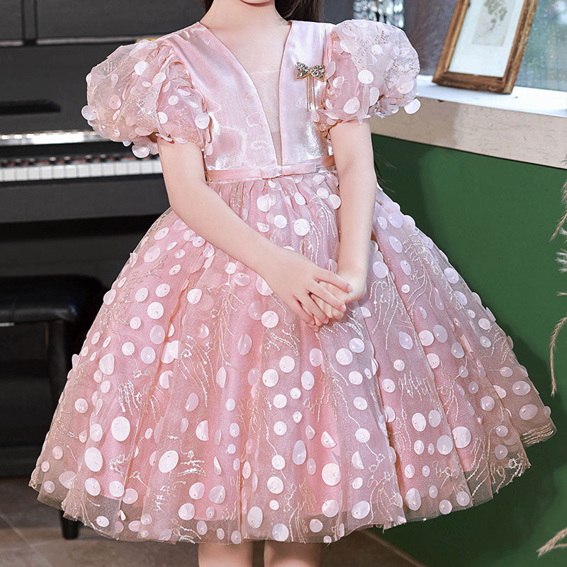 Cute Girl Lolita Lace Bow Princess Dress Pink Birthday Dress