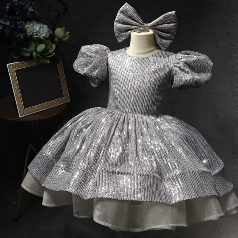 Baby Girl Prom Dress Sequins Beauty Pageant Toddler Birthday Princess Dress