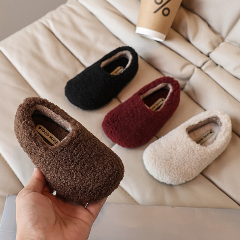 Girls' Winter Fleece-lined Lamb Wool Cotton Shoes