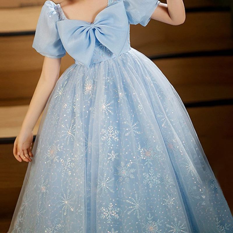 Baby Girl Birthday Wedding Party Snowflake Sequins Bow Princess Dress