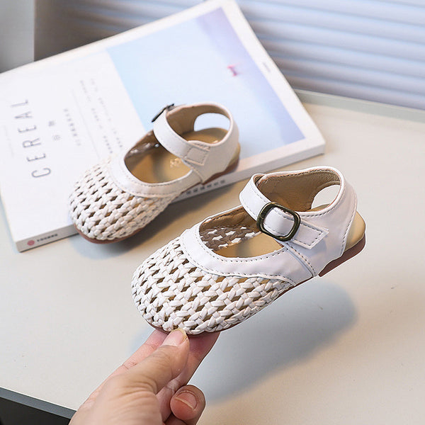 Girls Cute New Summer Woven Closed Toe Shoes