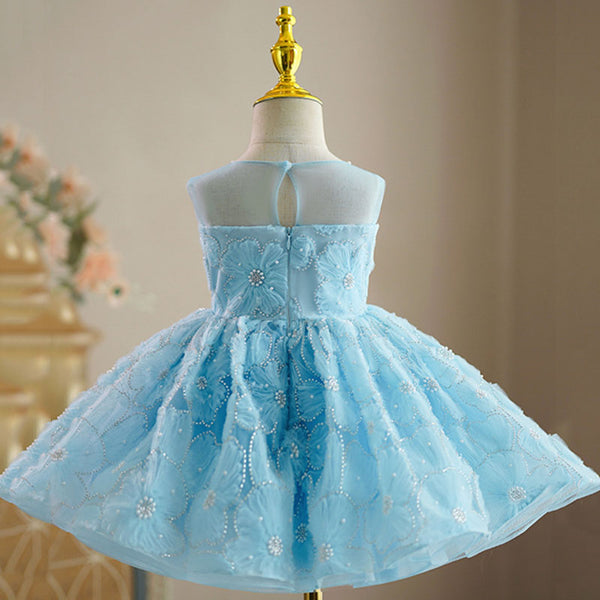 Baby Girl Birthday Party Bead Collar Flower Princess Dress