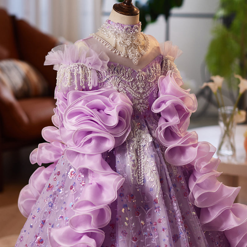 Girls Birthday Purple Dress Children's Wedding Dress Girls Prom Dress