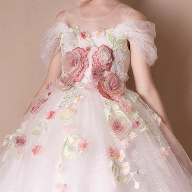 Girls Birthday Elegant Princess Dress Flower Girl Wedding Dress