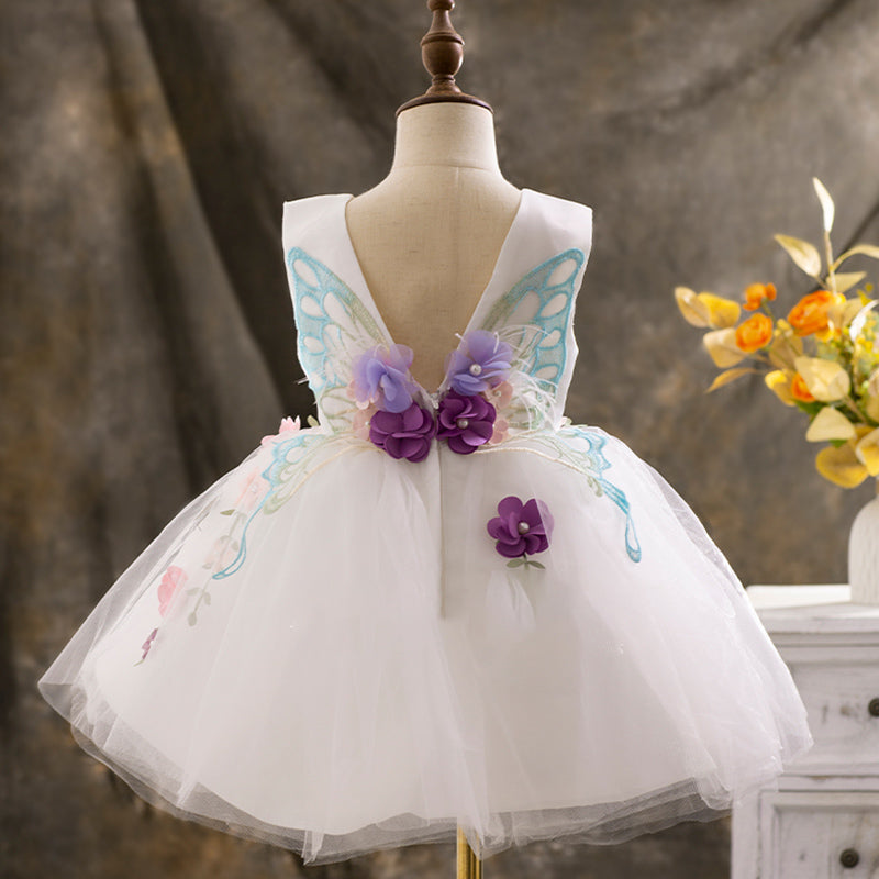 Baby Girl Butterfly Beauty Pageant Dress Toddler Girls Christening Dresses