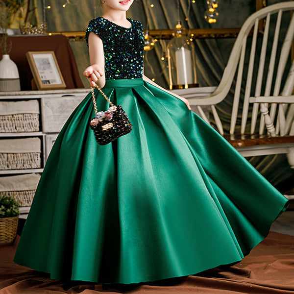 Elegant Baby Girl  Birthday Green Sequins Party Dress