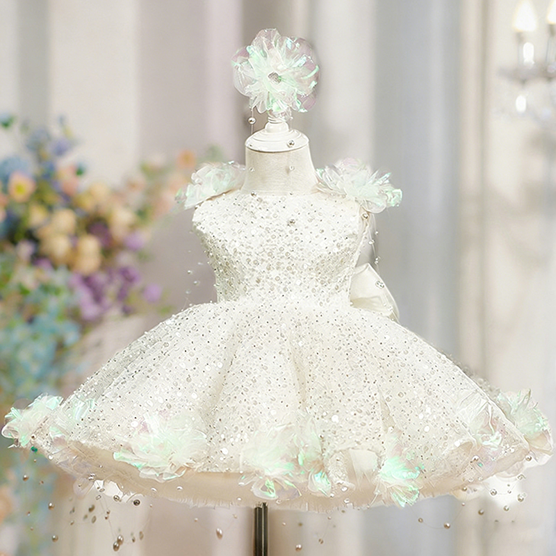 Children's Birthday Princess Dress Flower Girl Party Dress Girl Sequined Pearl Dress