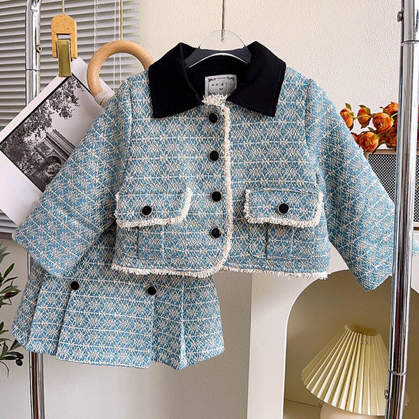 Cute Baby Girl New Year Light Blue Two-piece Set