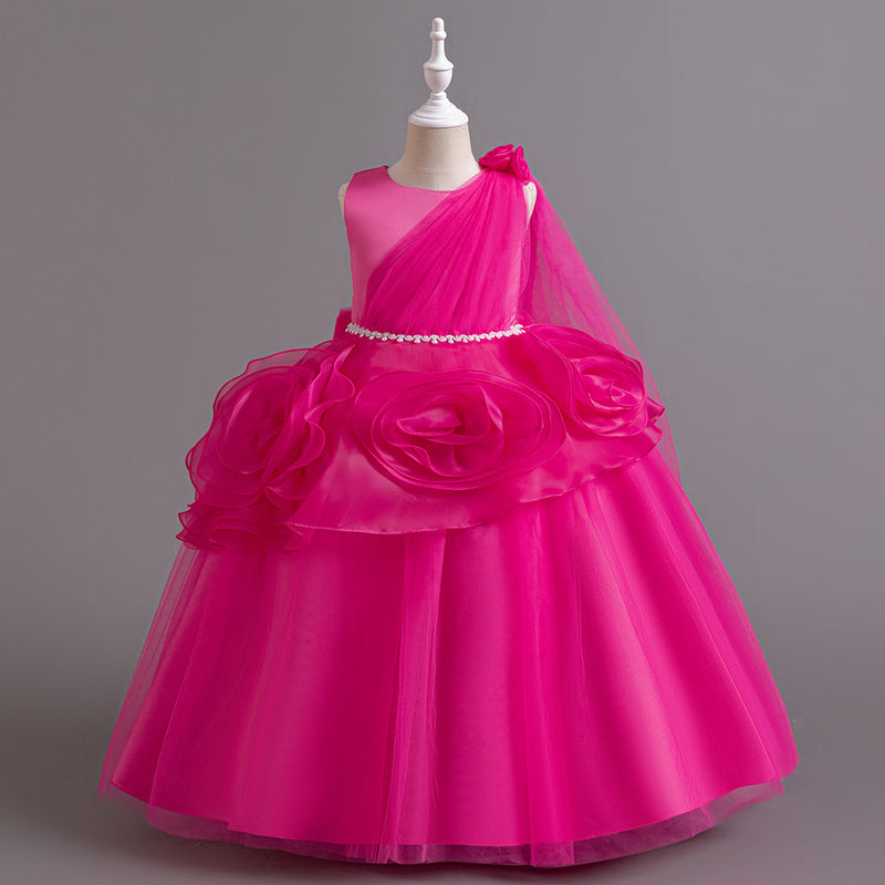Flower Girl Dress Long Floral Dress Asymmetrical Princess Dress