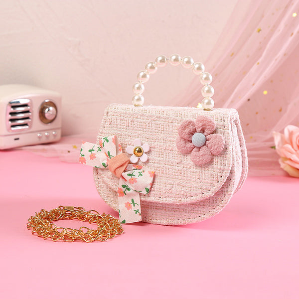 Cute Baby Girls Crossbody Pearl Bow-knot Fashion HandBag