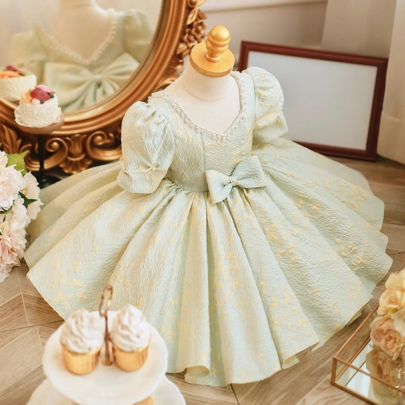 Girls Birthday Dress Baby Communion Dress Flower Girl Green Princess Dress