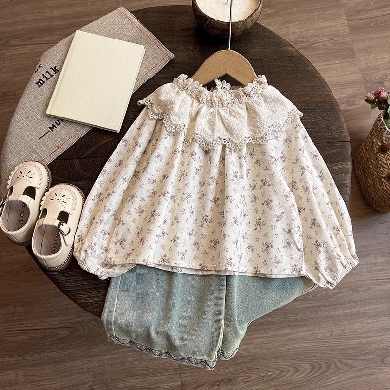 Baby Girls Autumn Floral Top and Pants Two-Piece Set