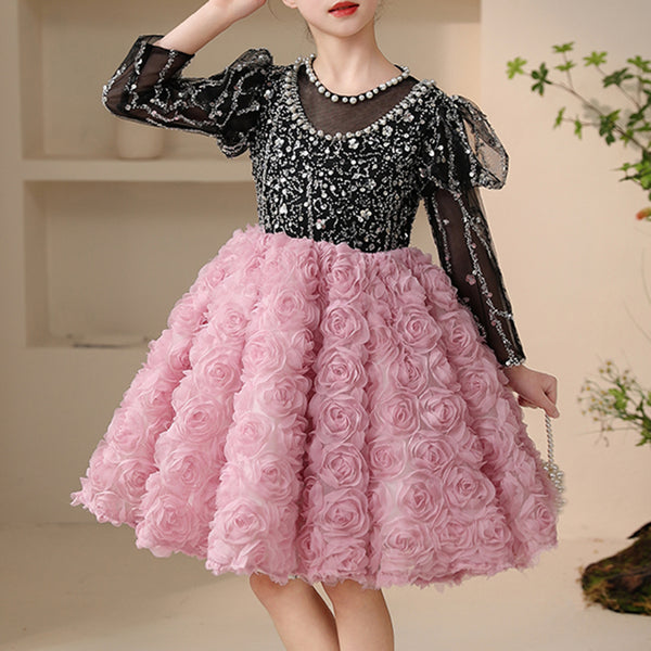 Cute Baby Girl Fluffy Flower Girl Dress Toddler Birthday Beauty Pageant Princess Dress