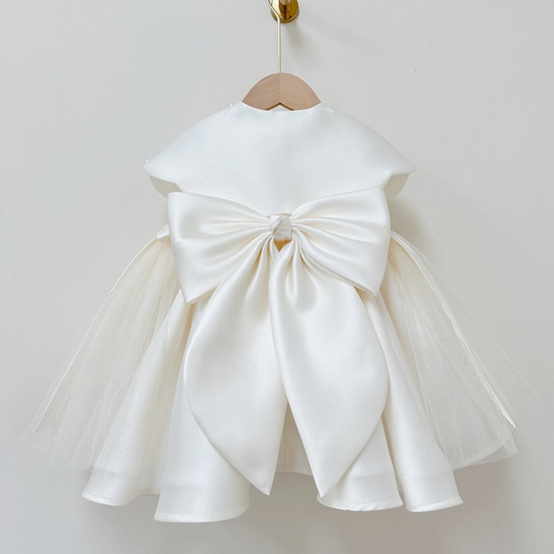 Girls Communion Dress Children's Bow Beaded Dress
