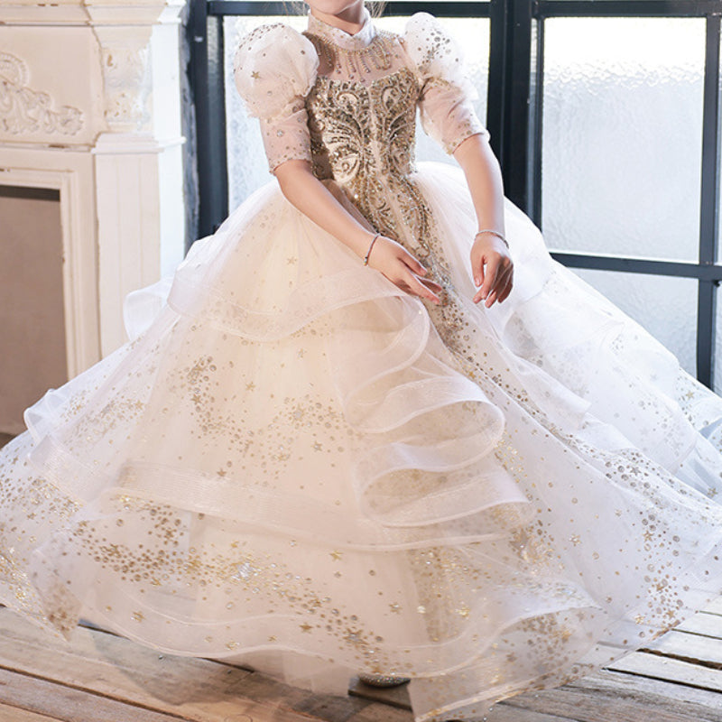 Flower Girl Wedding Dress Girl Birthday Party Princess Dress