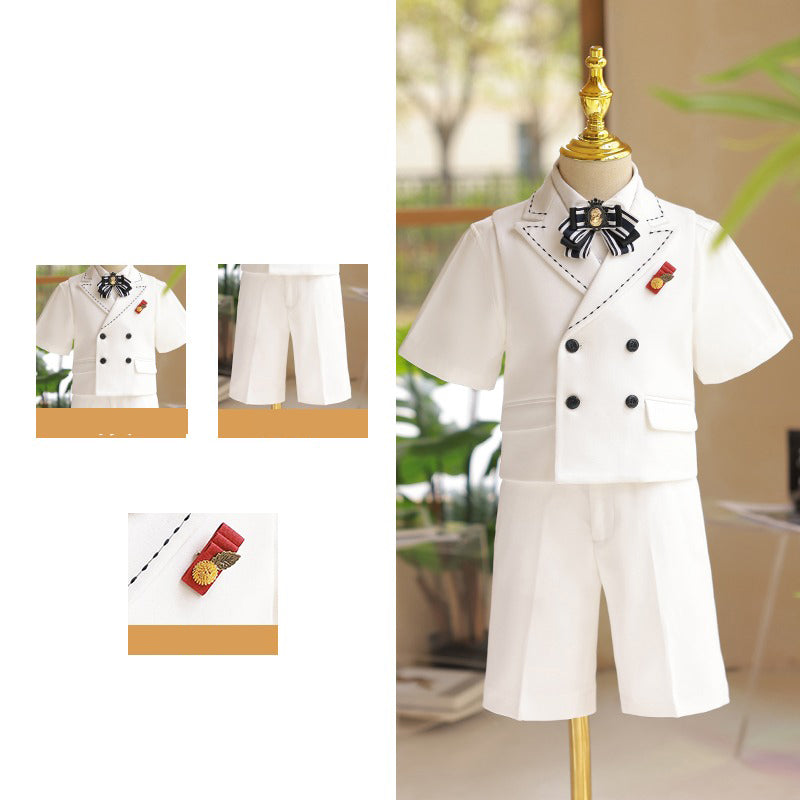 Children's Pure White Suit Set Birthday Party Elegant Suit
