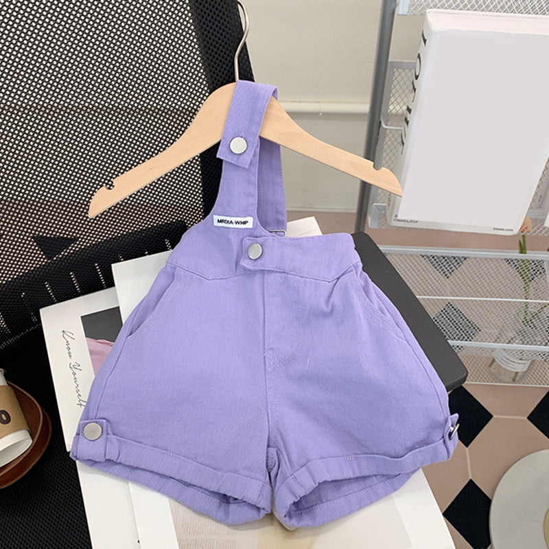 Cute Baby Girl Purple Striped Waistcoat Overalls Two-piece Set