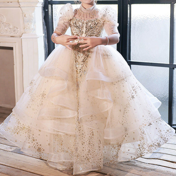 Flower Girl Wedding Dress Girl Birthday Party Princess Dress