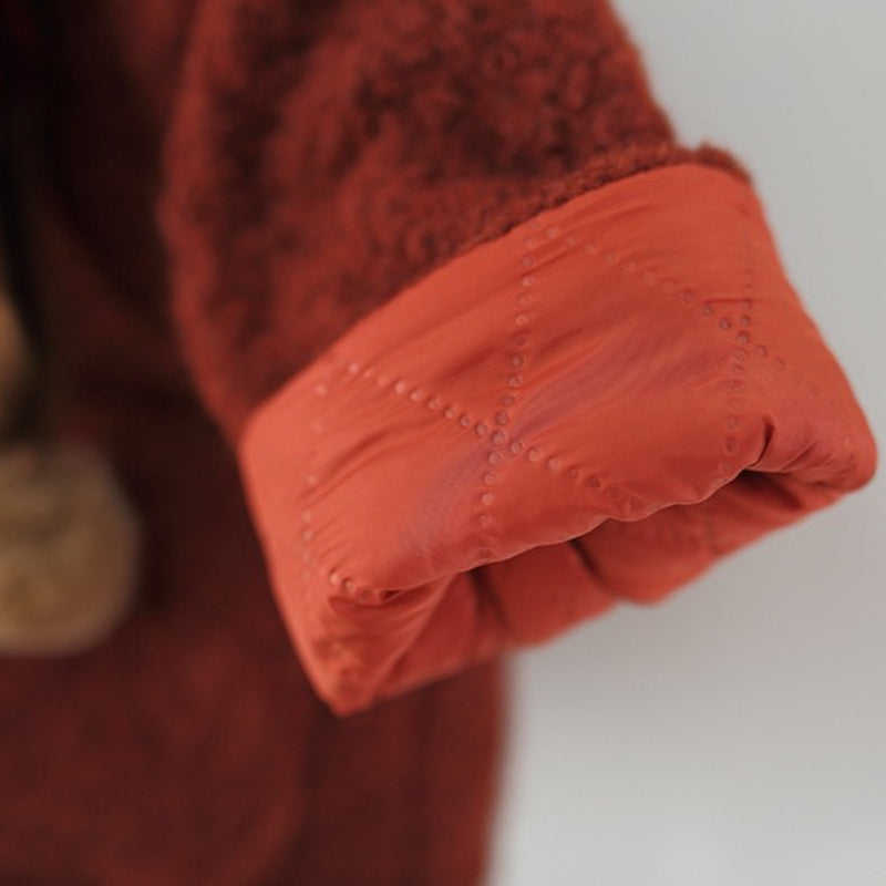 Girls' Winter Solid Color Hooded Coat