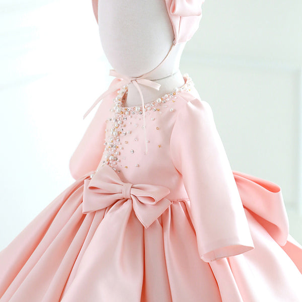 Cute Baby Girl Autumn Puffy Dress Toddler Birthday Bow-knot Princess Dress