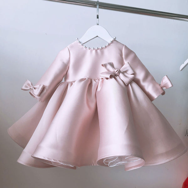 Baby Girl Princess Dress Long Sleeve Bow Fluffy Formal Baby Girl Dresses Birthday Party Dress